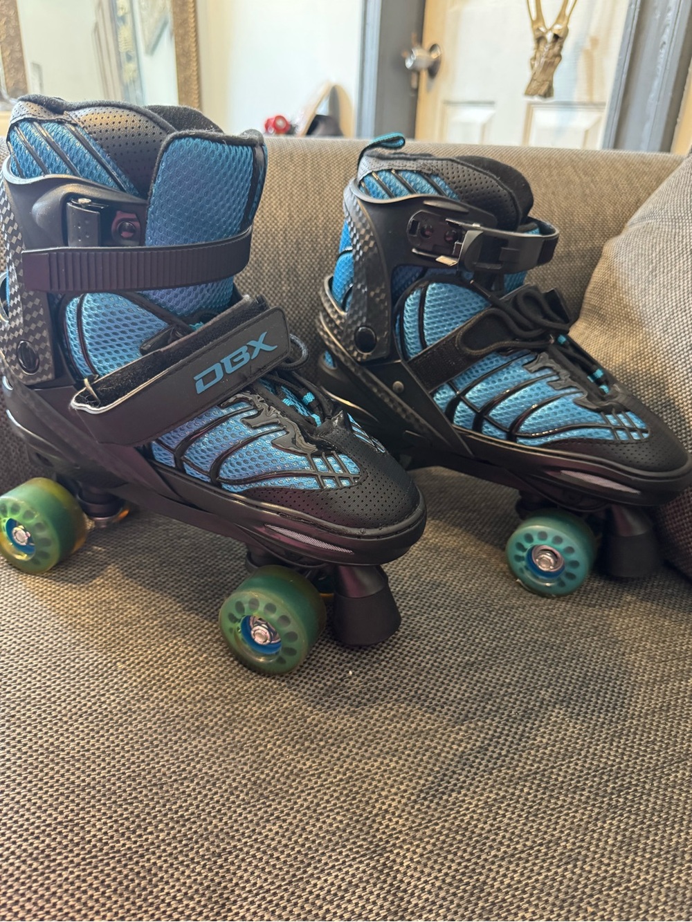 Kids' Blue and Black Quad Roller Skates